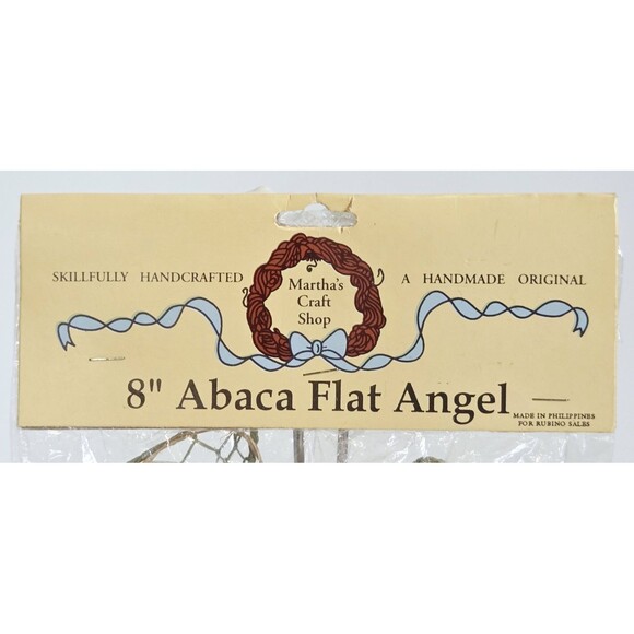 Abaca Flat Angel Praying Ornament Blue Natural Fiber Handcrafted Philippines 9" - Picture 4 of 9